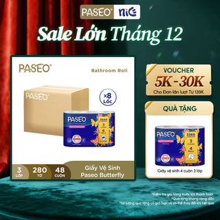  Thùng 8 Lốc Giấy Vệ Sinh Paseo Cao Cấp Siêu Mềm Mịn 6 Cuộn 3 Lớp - Tan Nhanh 