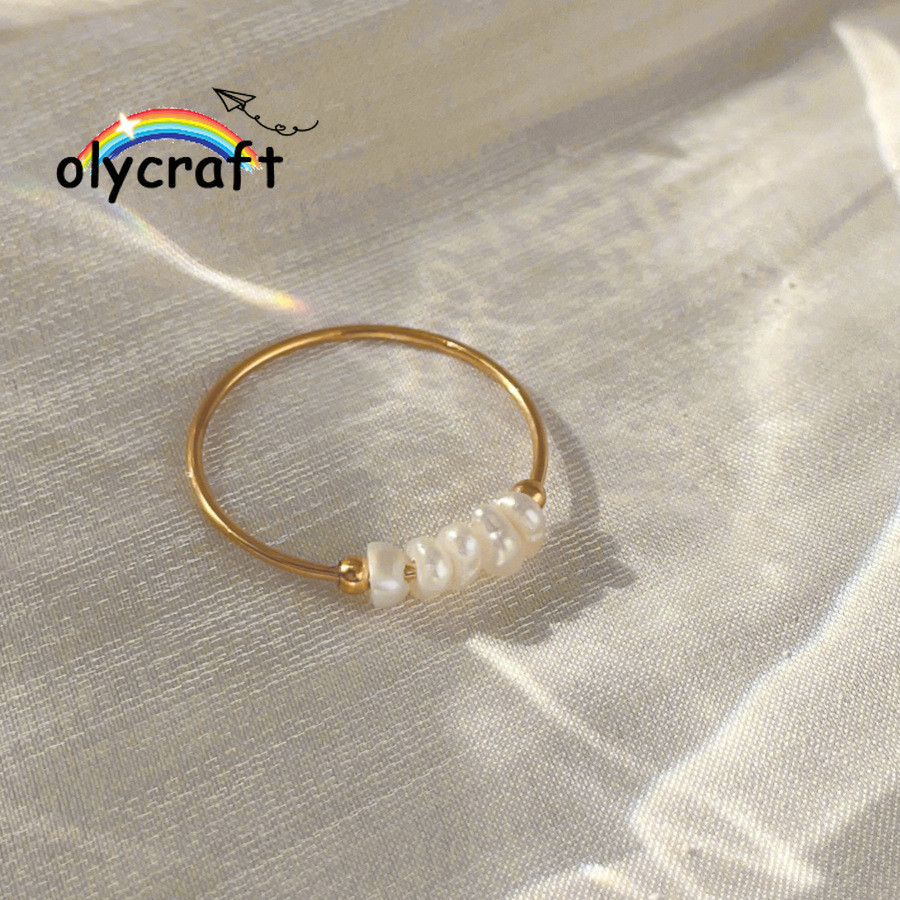 1 Thép không gỉ 304 với Nhẫn đính cườm Baroque Rondelle Vàng US Size 9 (18.9mm)