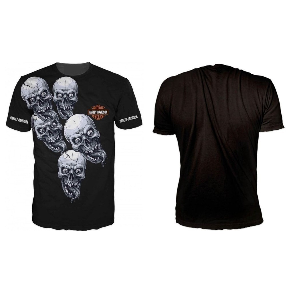 Áo thun nam đồ họa đầu lâu Harley-davidson 2025 thời trang - Đen, nhiều kích cỡ, Biker Fashion