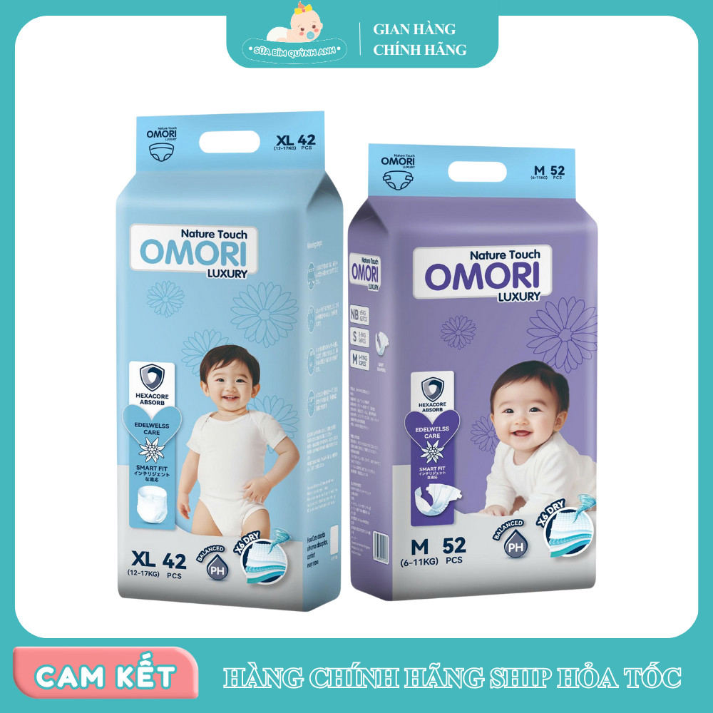 Bỉm Dán. Bỉm Quần OMORI LUXURY Mềm Mại, Khô Thoáng, Thấm Hút Tốt, Đủ Size Cho Bé