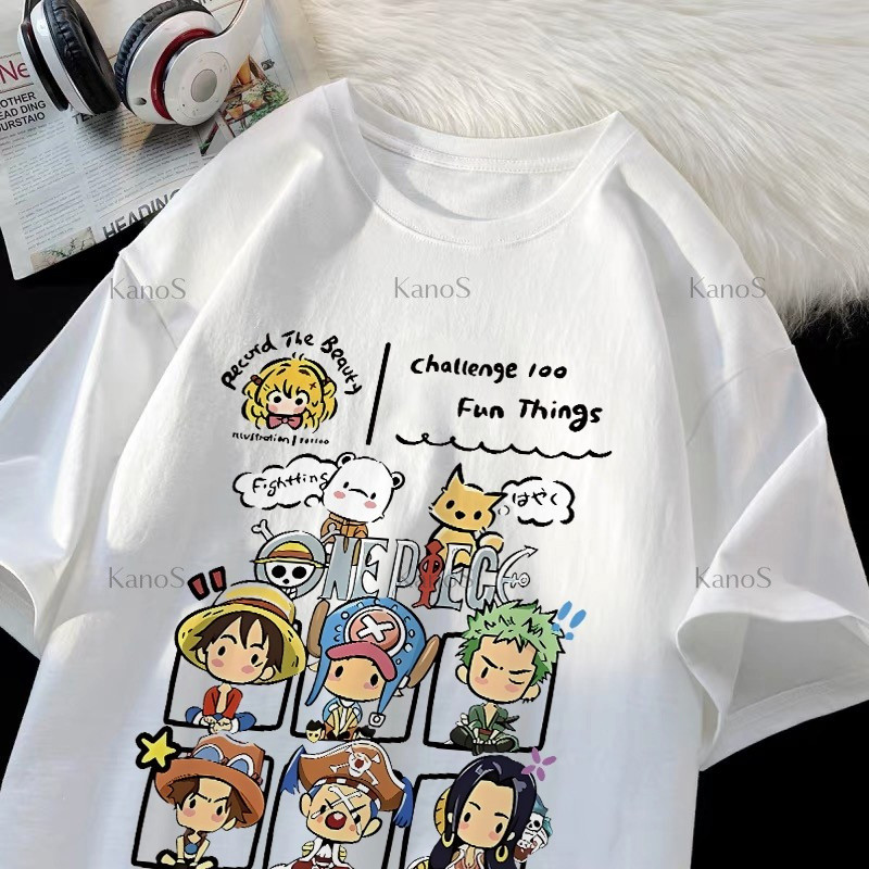 Áo thun Oversize ngắn tay họa tiết Y2K, cổ tròn | Kanos Shop