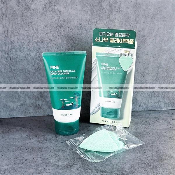 Srm đất sét Round Lab Pine cica deep pore clay ( kèm miếng bọt rửa mặt ) 150ml