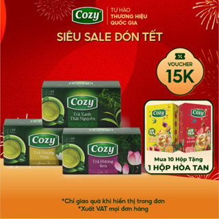  Combo Trà Túi Lọc Cozy – 3 Vị: Trà Nhài Trà Sen Trà Xanh Thái Nguyên | Hộp 25 Gói | Giúp Tỉnh Táo 
