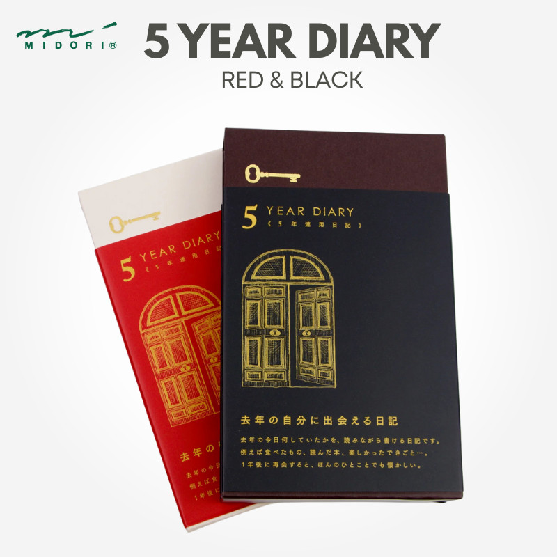 MIDORI 5-Year Diary - Red and Black, Japan Diary/ Journal Stationery
