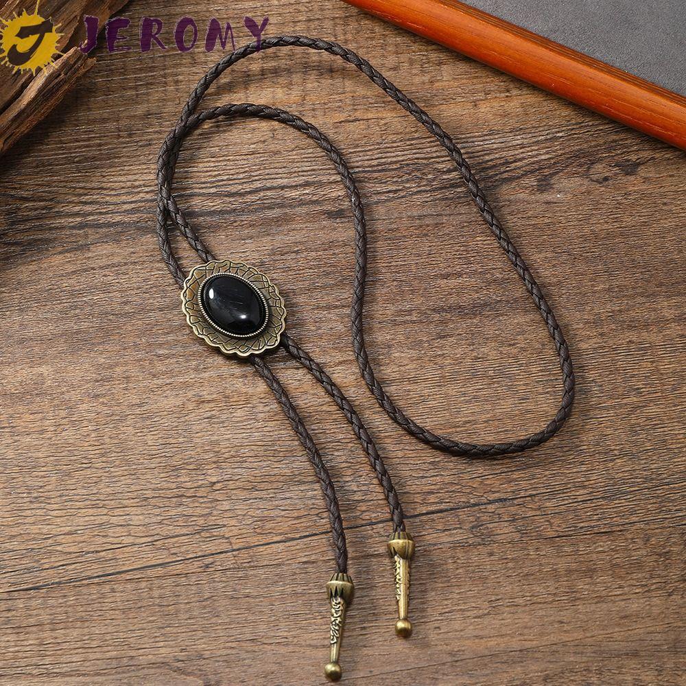 Vòng cổ Bolo Jeromy Mỹ đính cườm ngọc lam, style boho, phù hợp làm choker nam