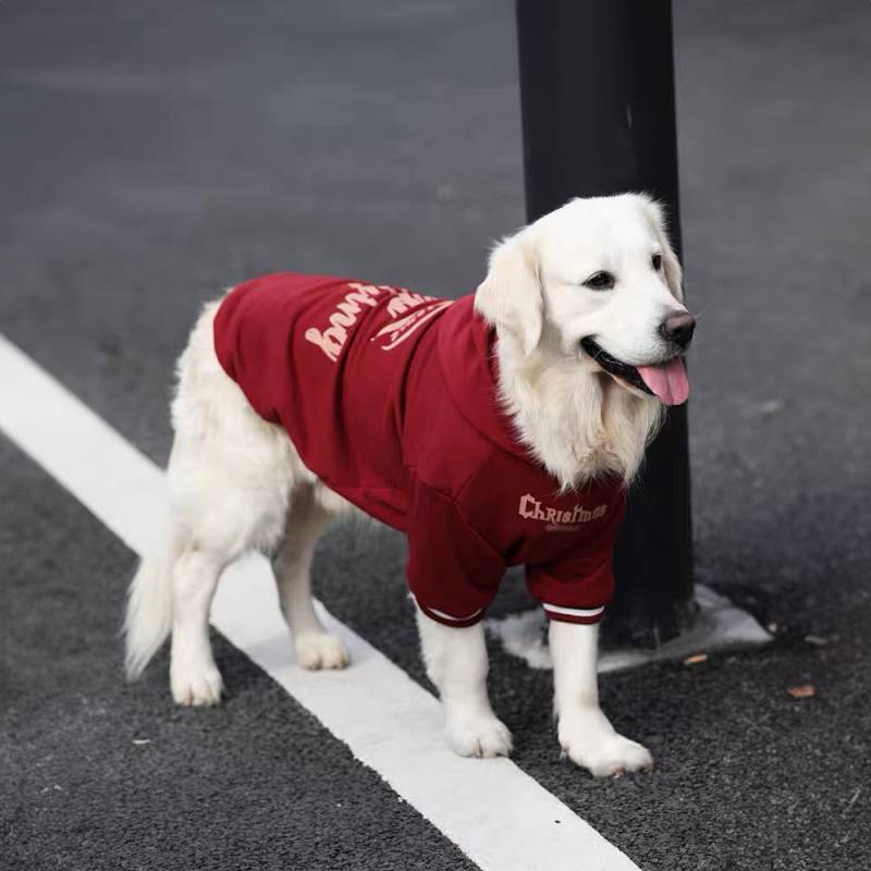 【Ready Stock】 Labrador German Shepherd Festive Medium Large Dog Dog Clothes Autumn and Winter Fleece