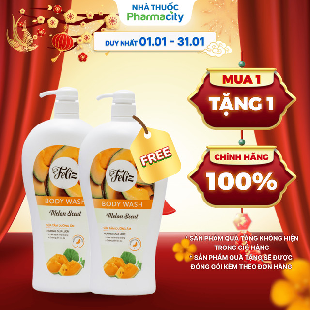 Sữa tắm hương dưa lưới Feliz Body Wash Melon Scent (Chai 1 lít)