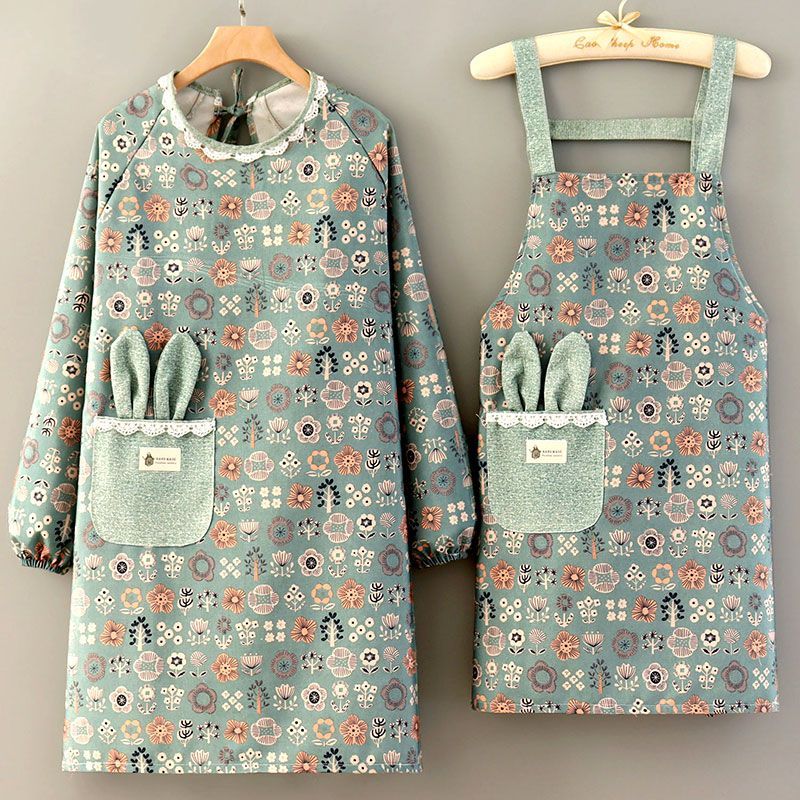 A New Long Sleeve Canvas Apron for Kitchen Cooking, Stylish and Breathable, Internet Celebrity Mommy