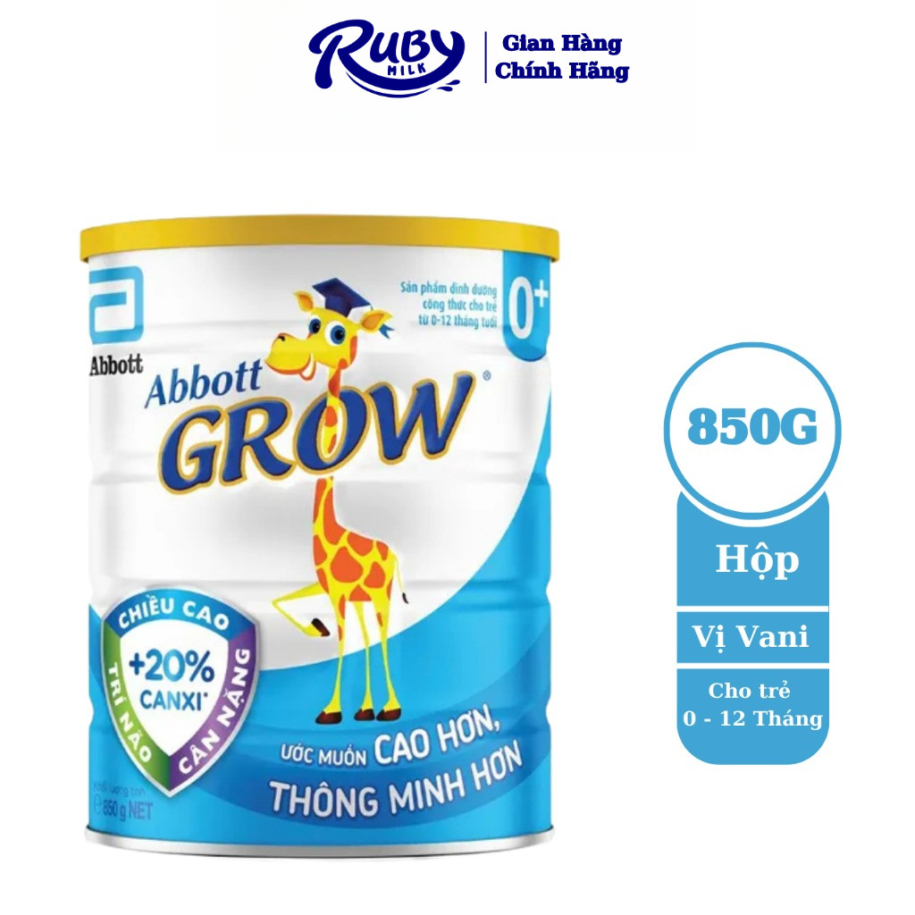 Sữa bột Abbott Grow 0+ hương vani 850g (0 - 12 tháng)