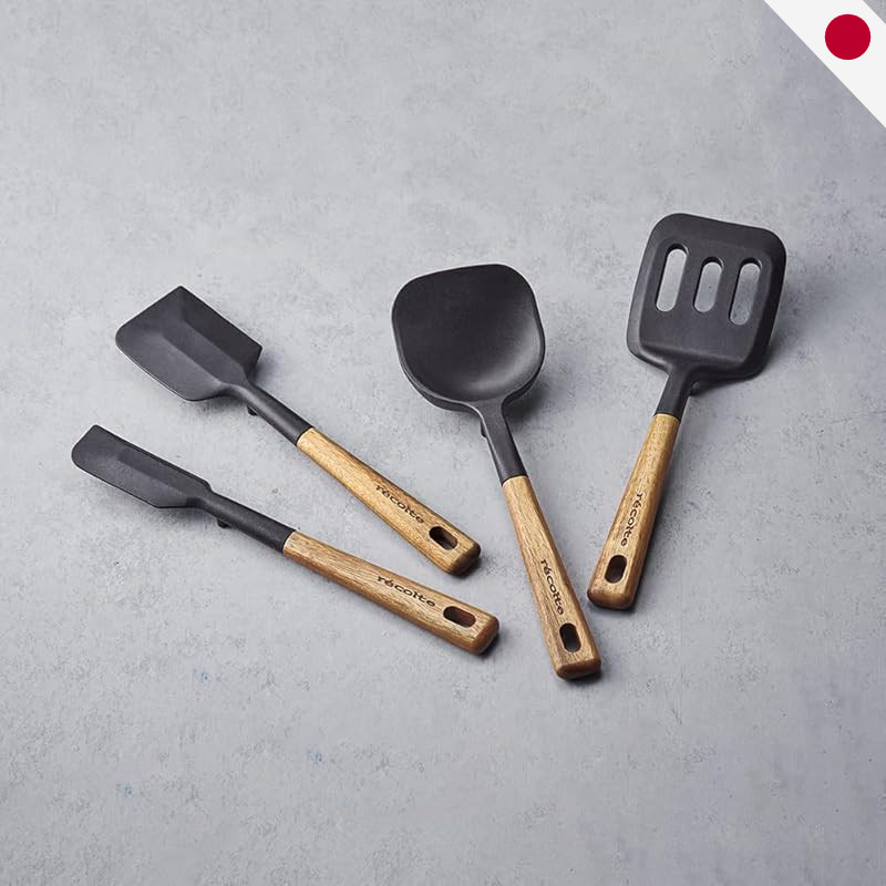 recolte Japan Kitchen Utensils Acacia Wood Handle Spatula Turner Cooking Spoon Non Stick Safe RKT-4