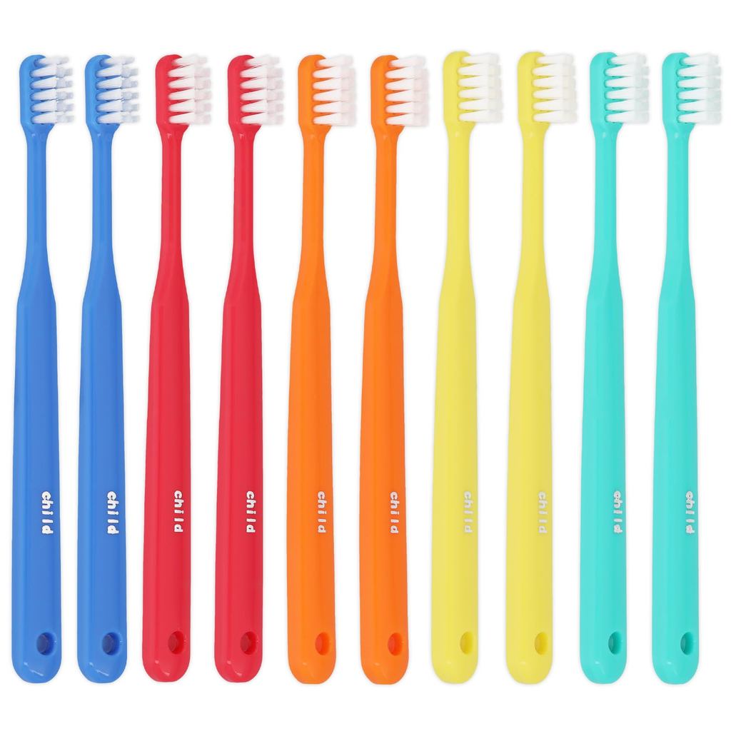 Fukuda Brush Industries [Made in Japan] Set of 10 (2 of each of 5 colors) Toothbrushes for Dental Cl