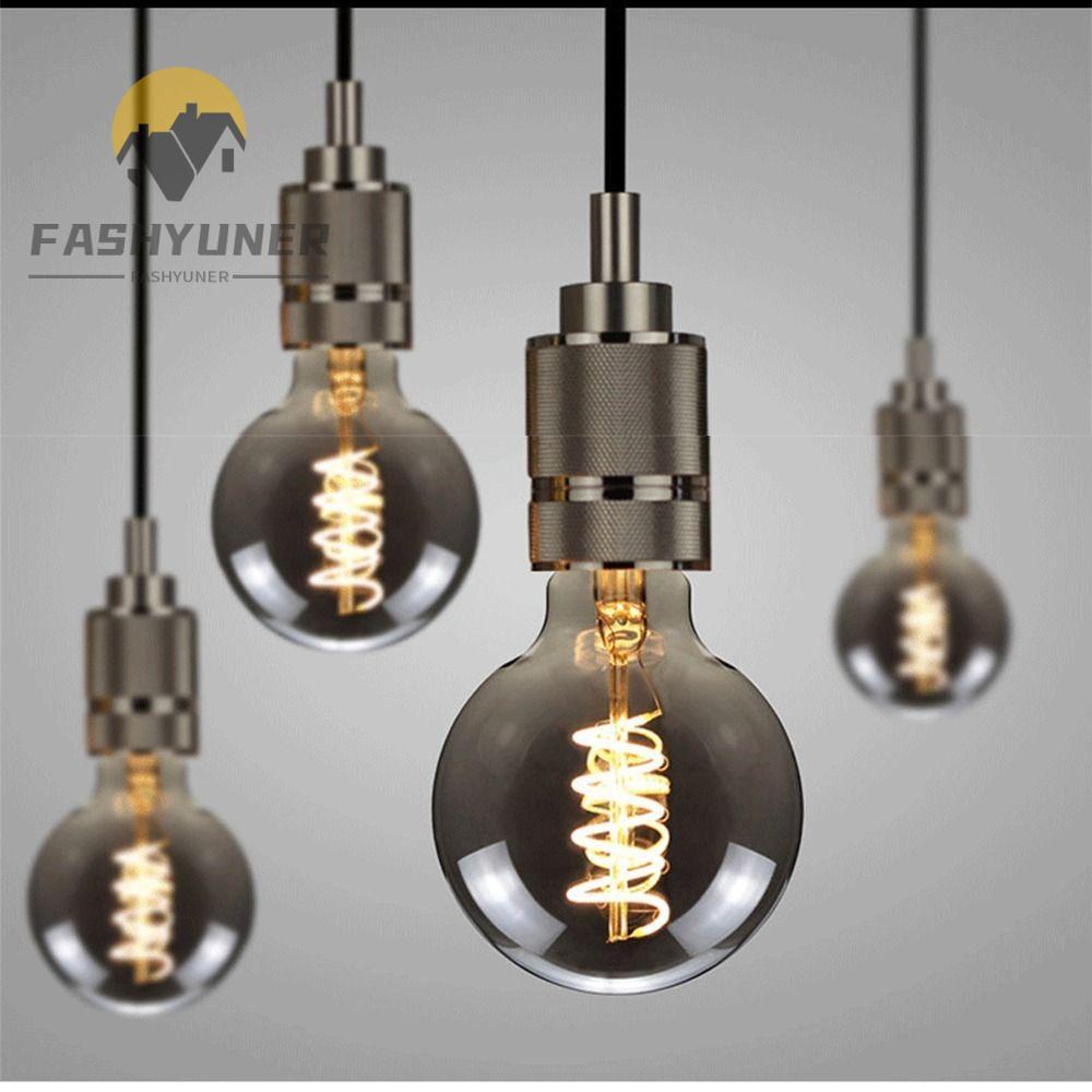 Bóng đèn cổ điển FASHYUNER, Dây tóc sợi thủy tinh, Đèn Edison nóng E27 220V Đèn Edison màu xám mạ đi