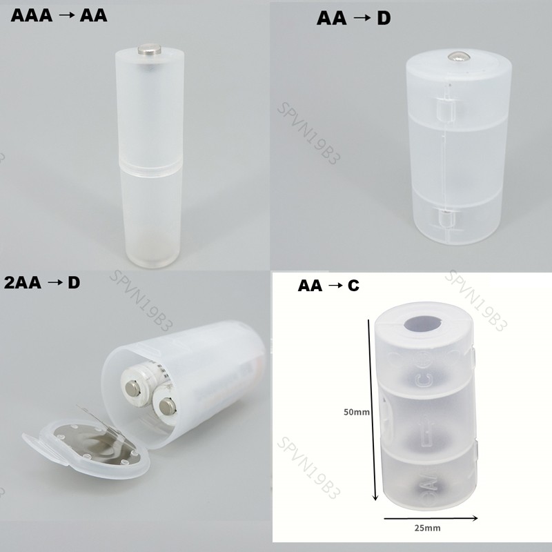 AAA / AA AAA sang C / D C D AA Pin Kết Hợp Tế Bào Pin Nhựa Hộp Bảo Quản Bộ Chuyển Đổi AAA AA Giá Đỡ 