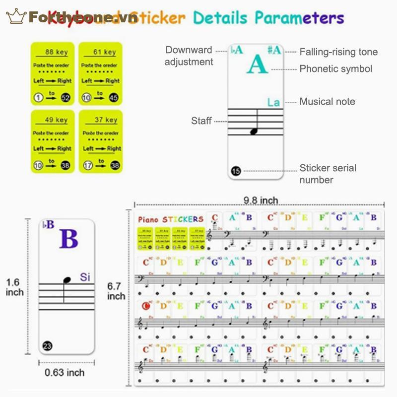 FOT 54 / 61 / 88 Phím Đàn Piano Trong Suốt Bàn Phím Đàn Piano PVC Stier Piano Stave VN