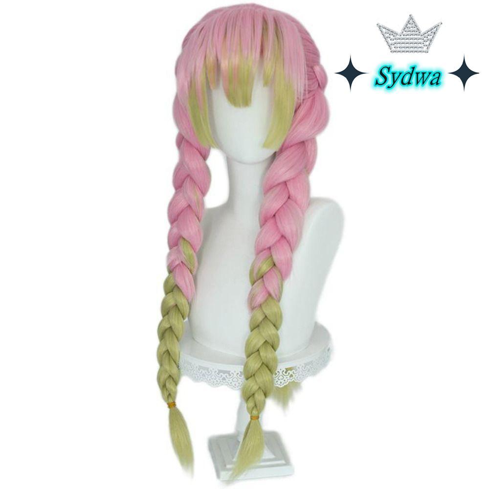 Sydwa Tóc Giả Cosplay Mitsuri Kanroji Demon Slayer, Màu Hồng Xanh