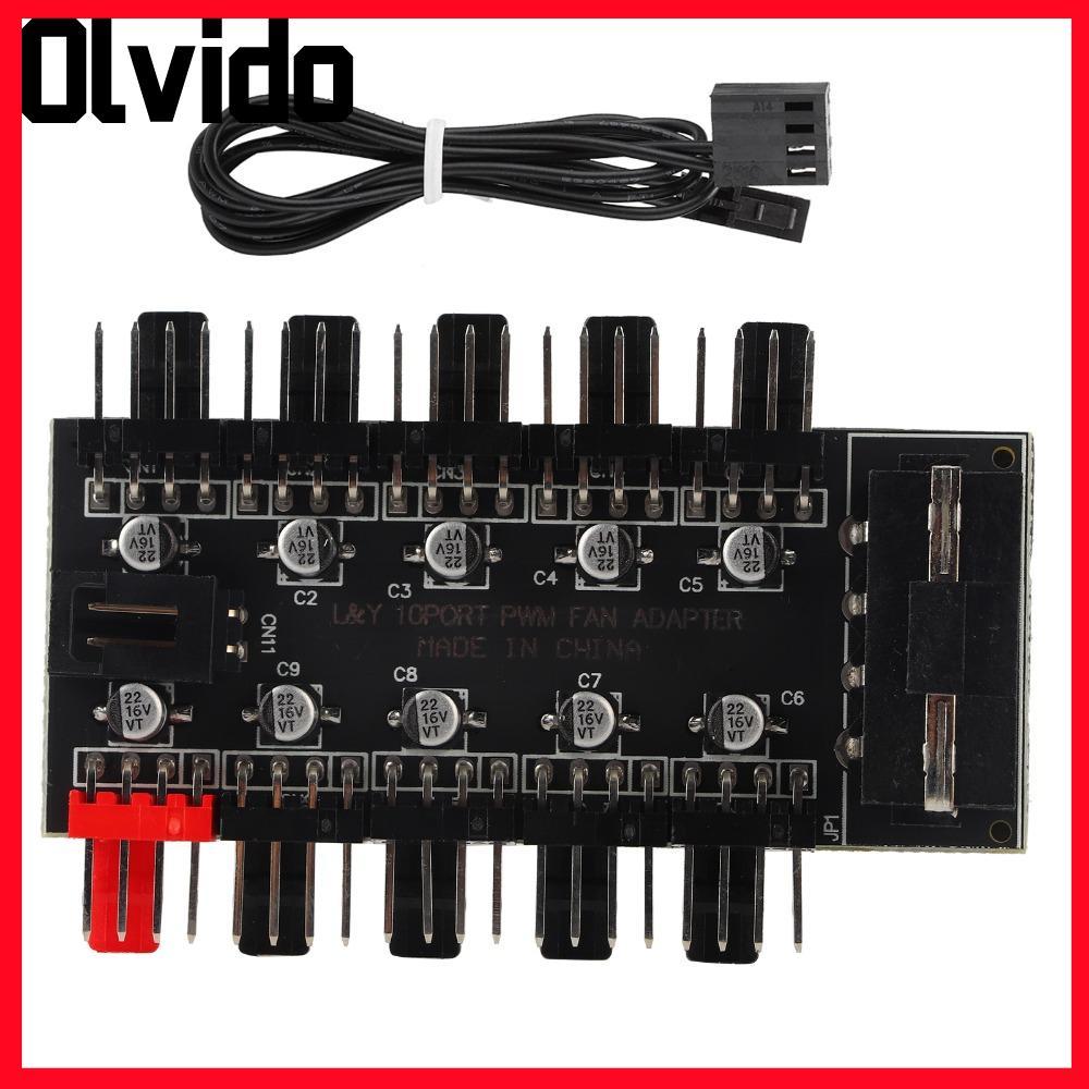 Hub quạt OLVIDO, Hub quạt làm mát 10 kênh 4Pin, Hub quạt 12V thực tế PC