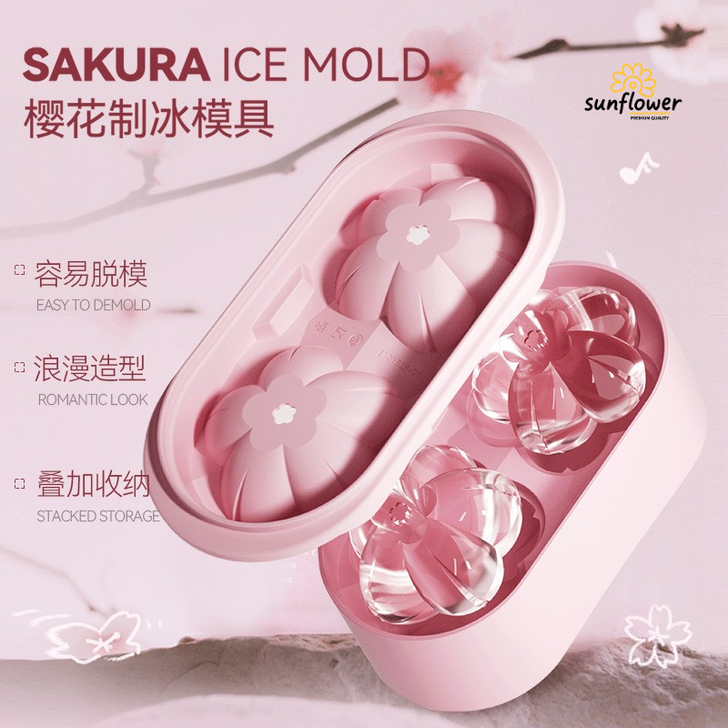 Sakura Ice Tray Ice Maker Silicone Whisky Ice Maker Ice Cube Flower Shape Mold