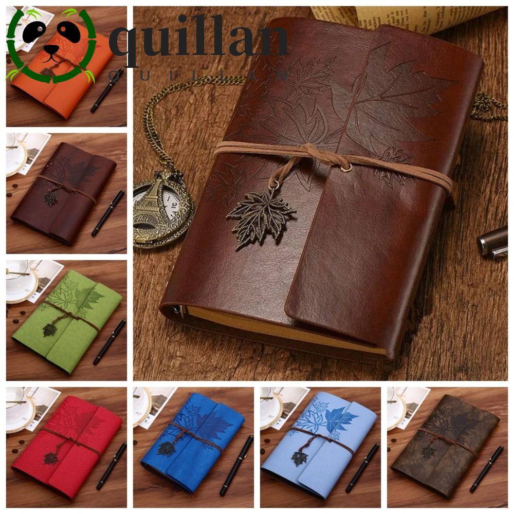 QUILLAN Travelers Vintage Notebook, A7 / A6 / A5 Giấy Kraft PU Da Kraft Notebook, Loose-leaf Noteboo