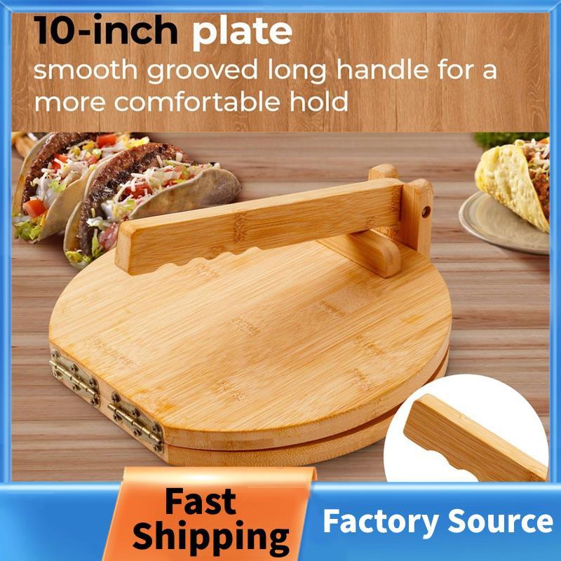 Máy ép Tortilla bằng gỗ 10 inch Máy ép Tortilla bằng gỗ, có chốt cán & 50 chiếc Giấy dán da, dành ch