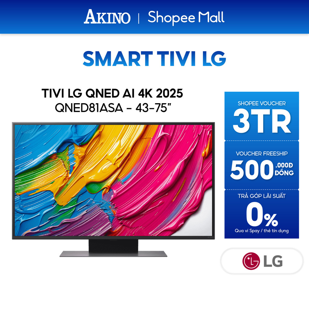 Smart Tivi LG QNED81ASA QNED AI 4K 55inch Model 2025 - Miễn phí giao hàng