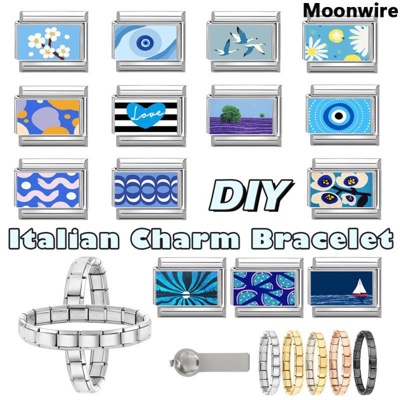 Vòng tay thép không gỉ 9mm Blue Elements Ý Charm - Style retro cá tính