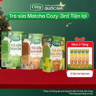 COMBO 3 Hộp Trà Sữa Cozy Hòa Tan Vị Matcha Trà Sữa Anh Quốc Vị Sầu Riêng Thơm Ngậy Đậm Vị 