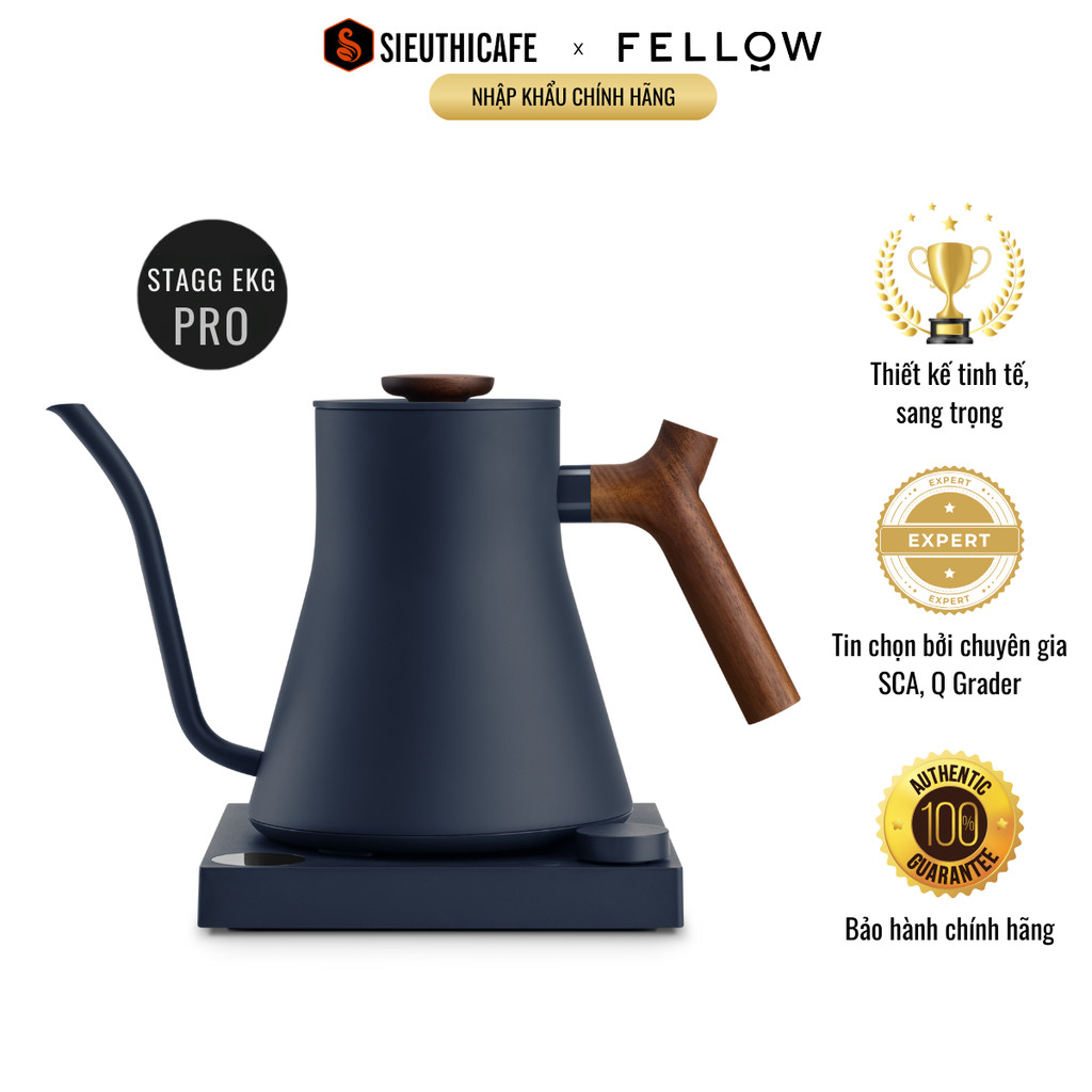 Ấm Rót Nước Điện Fellow Stagg EKG PRO 0.9L | Đun Sôi Tức Thời | Màu Stone Blue | Hàng Chính Hãng