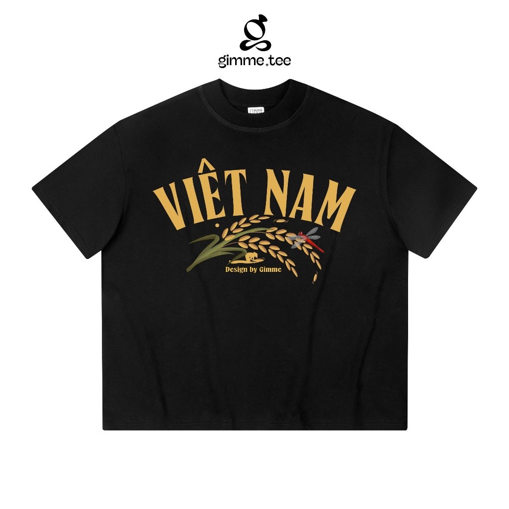 Áo Thun Boxy Gimme - Hình In Cây Lúa - Cotton 250gsm 2 Chiều - GMBX4