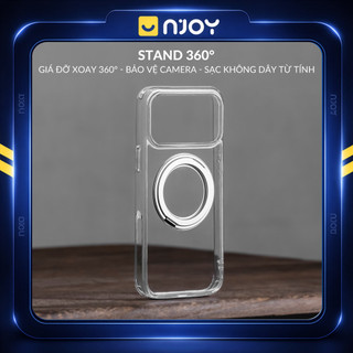  Ốp Trong Suốt Giá Đỡ Xoay 360 Độ Hỗ Trợ Sạc Không Dây Cho Điện Thoại iPhone 17 Pro Max 16 15 14 13 