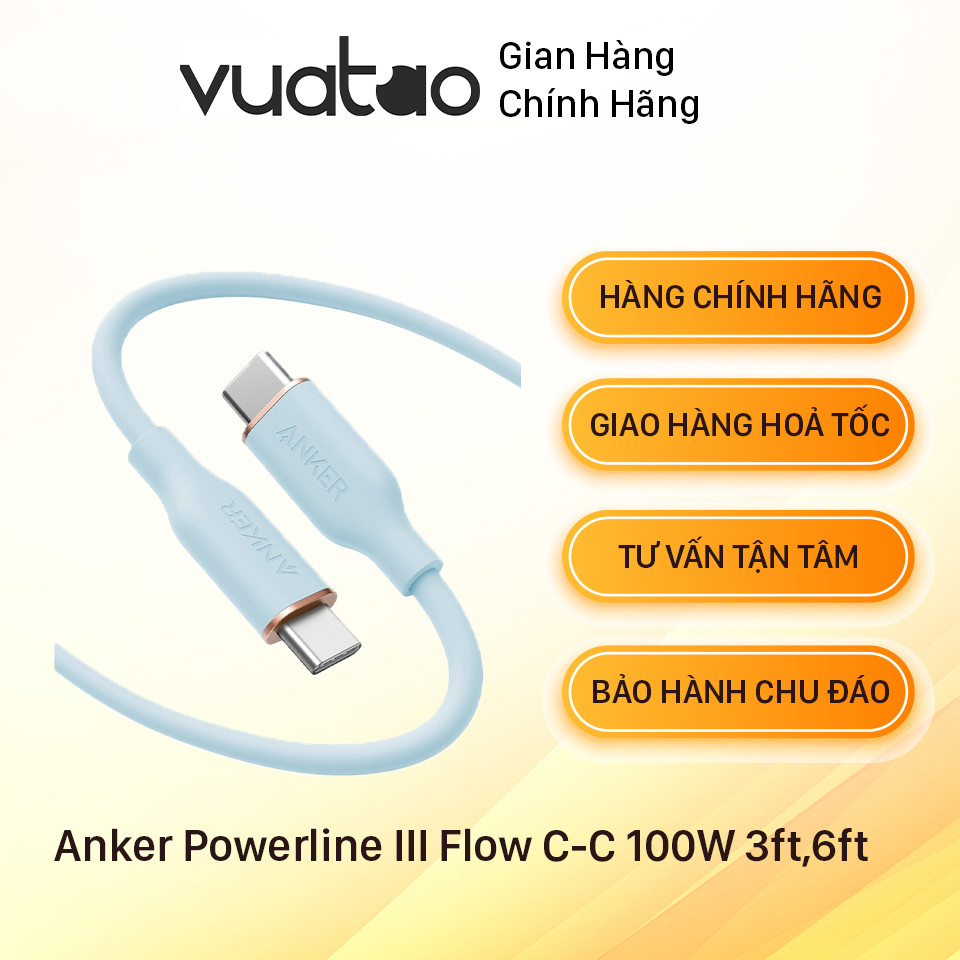 Cáp Anker Powerline III Flow USB-C To USB-C 100W - A8553 - A8552
