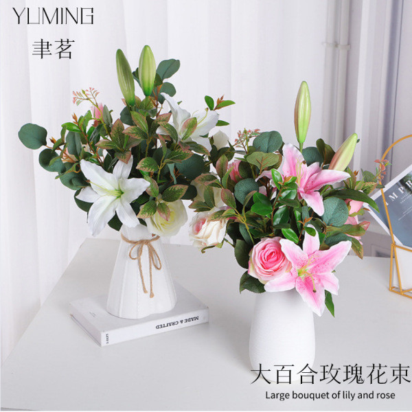 Lily Rose Nhân Tạo In Hoa Lily Hoa Hồng Bó Hoa Trang Trí Nhà Cửa Chất Liệu Hoa Lily Nhà Sản Xuất Bán