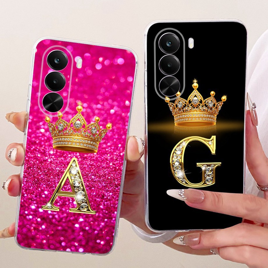 Dành Cho Realme P4X 5G Ốp Lưng RMX5108 Bìa Chữ Sang Trọng Vương Miện Dễ Thương Màu Hồng Đen Silicon 