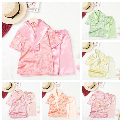 Bộ áo dài Tết, Áo dài Tết bé gái nhà LITIBABY size 2/12 tuổi, vải Lụa mềm, kèm khăn