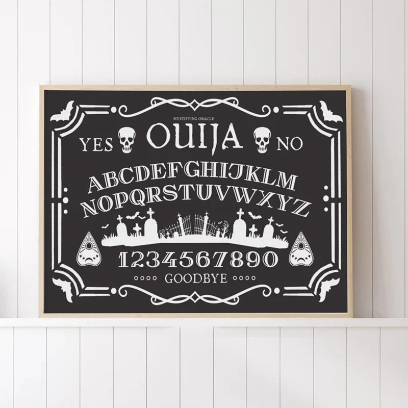 Ouija Board Art Halloween Print, Halloween Sign, Halloween Wall Decor, Halloween Canvas Frameless Po