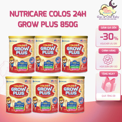 Sữa Bột Nutricare Colos 24h Grow Plus 850g Cao Năng Lượng 100kcal Sữa Non 24h Tăng Cân Bé 0-10 Tuổi 
