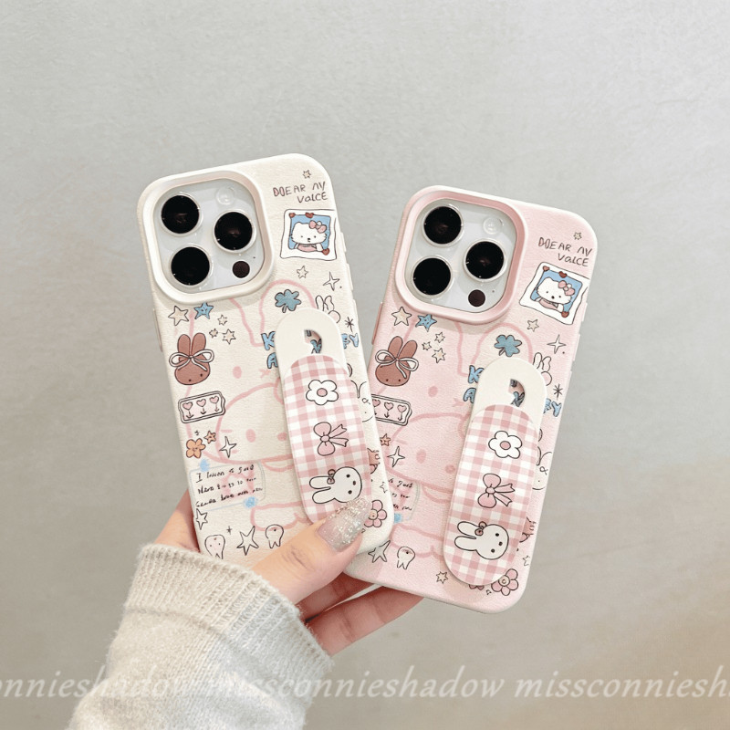 Vỏ Hello Kitty Dễ Thương Graffiti Màu Hồng Ngọt Ngào Tương Thích Cho IPhone 11 17 13 15 16 12 14 Pro