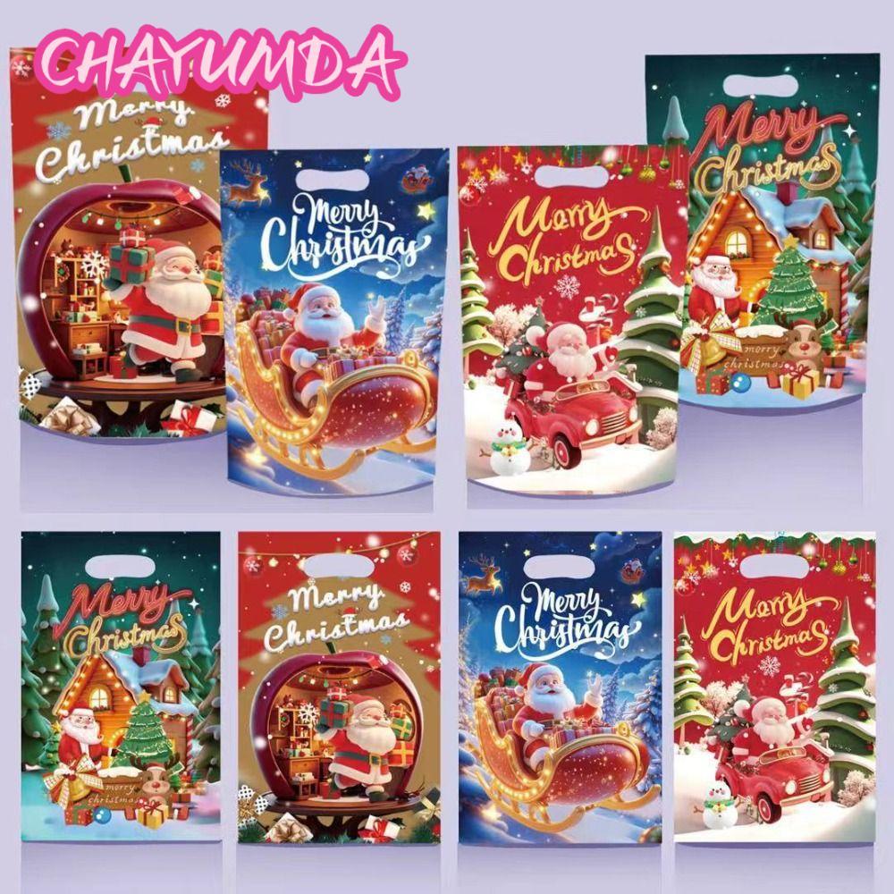 CHAYUMDA 50 Chiếc Túi Kẹo Giáng Sinh, Bao Bì Ăn Nhẹ Ông Già Noel Túi Bao Bì Giáng Sinh, Cung Cấp Tiệ
