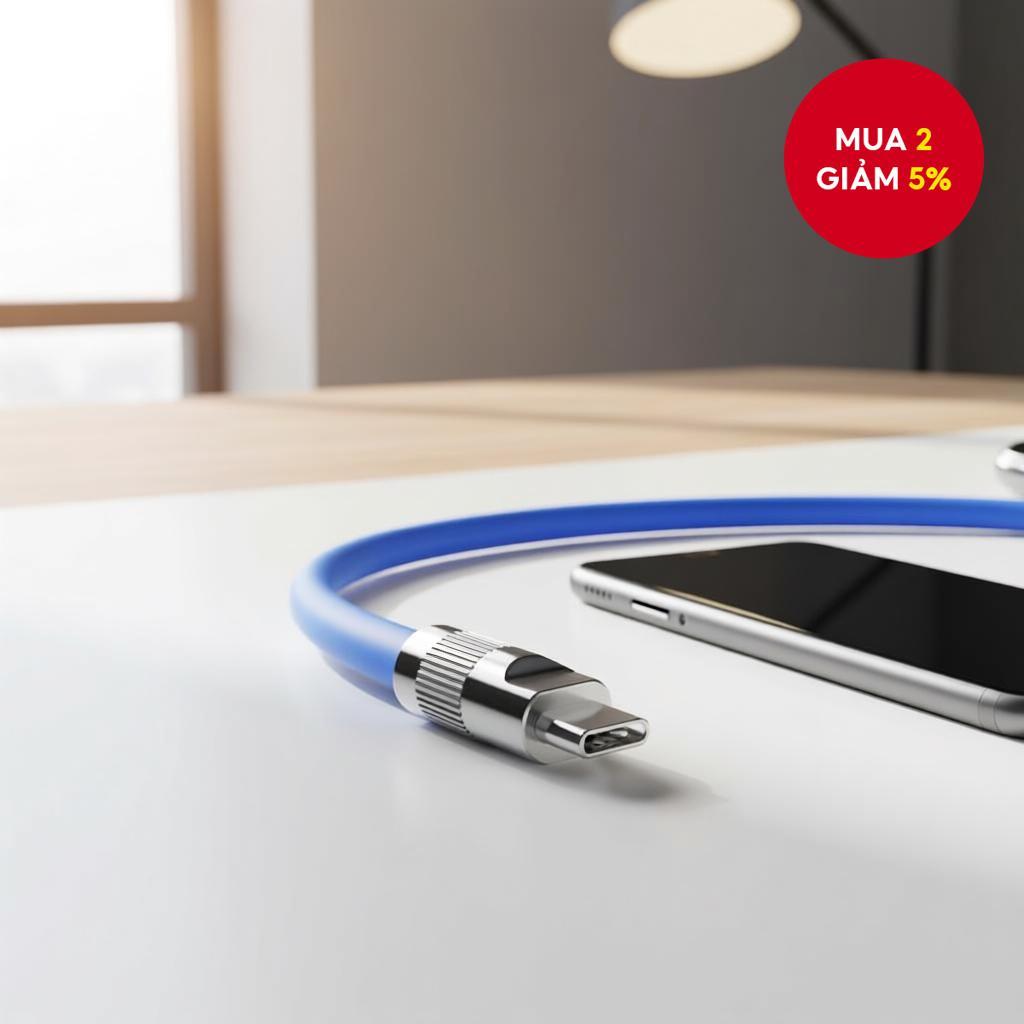 Cáp sạc siêu tốc 240W 6A cho Type-C Micro USB V8 màu đen