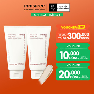  Bộ 2 Sữa rửa mặt se khít lỗ chân lông và giảm dầu nhờn Innisfree Volcanic Pore BHA Cleansing Foam 150g 