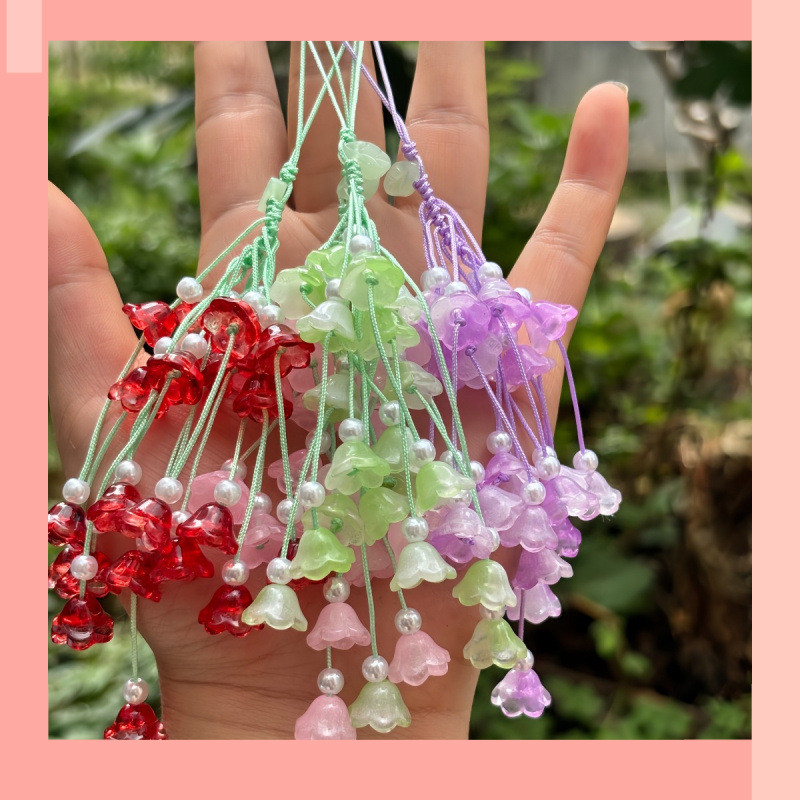 [JIN] Lily of the Valley Pollen White Gradient Lily of the Valley Car Key Mặt dây chuyền