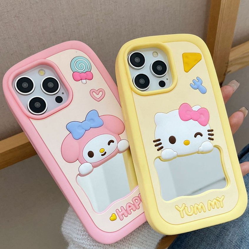 Ốp lưng IPhone16 / 17 / 15 / 14 / 13 Gương silicon My Melody Hello Kitty&---