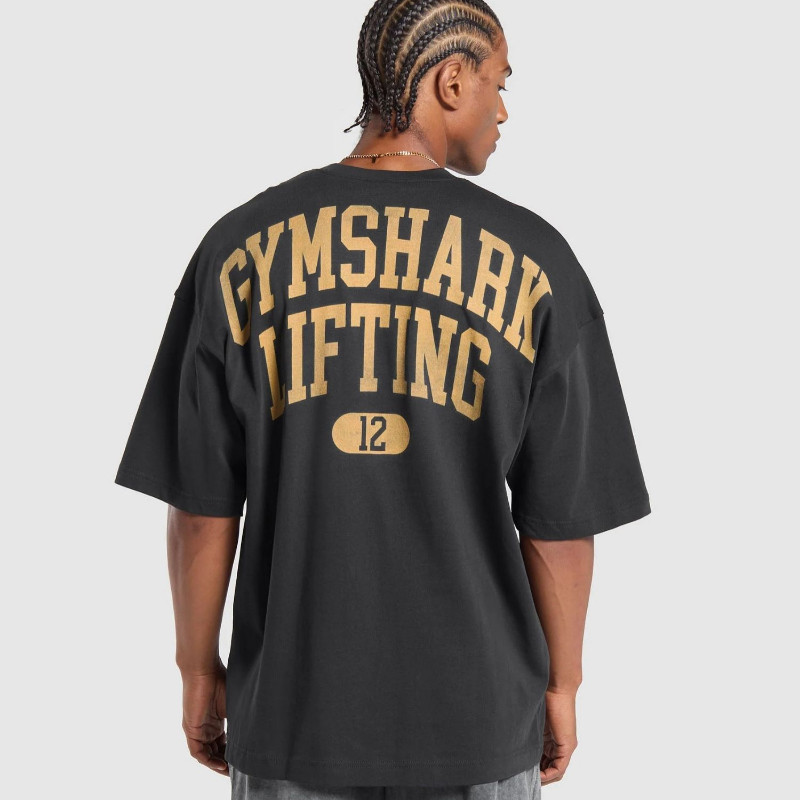 Gymshark Áo thun thể dục nam tay ngắn lưng rời, đa năng