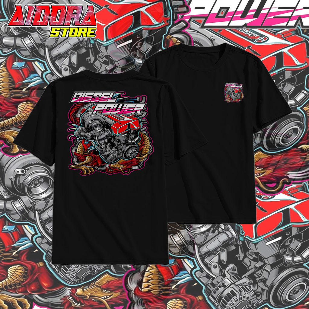 Diesel Turbo Áo Thun Mực Đất Diesel Điện Áo Thun Baju Microfiber Jersi Jersey Đua Xe Máy Áo Thun Jer