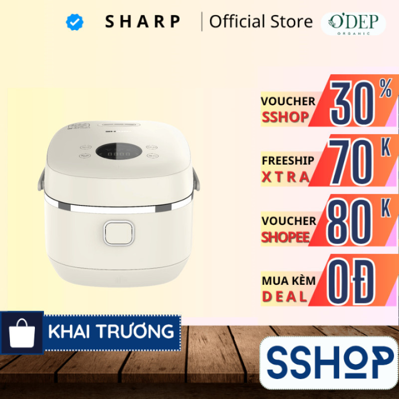 Nồi cơm cao tần Sharp 1 lít 1000W KS-IH10IX-WH, công nghệ IH 3D, phủ chống dính - SSHOP SSO