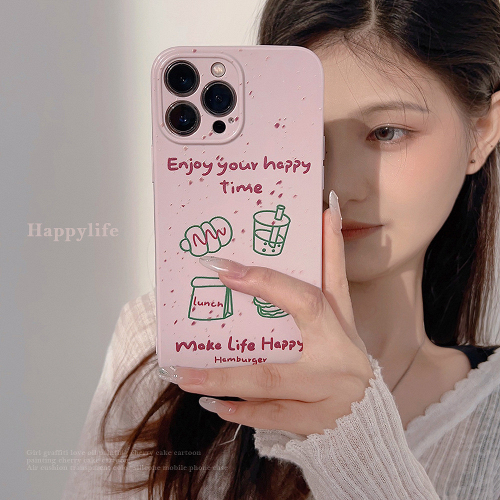 ốp lưng iphone 12 thường ốp lưng iphone có dây đeo Ins Hồng Tím Burger Bánh Mì Thích Hợp Cho Apple 1