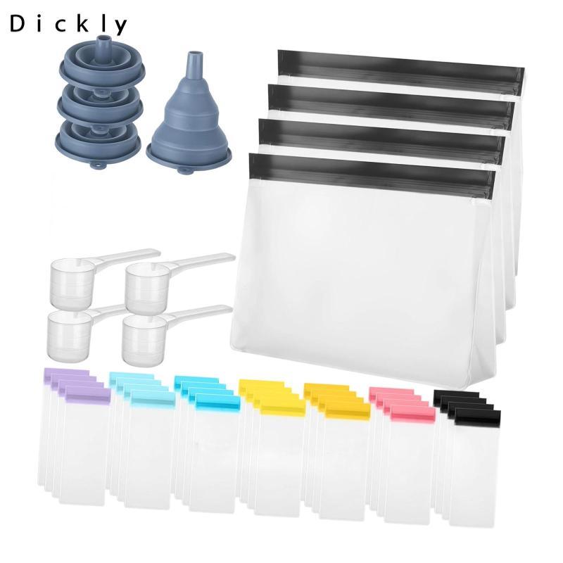 42 Miếng Bột Protein Du Lịch Bộ Hộp Đựng Zip Túi Có Phễu Thìa Có Thể Tái Sử Dụng Túi Zip Di Động Tổ 