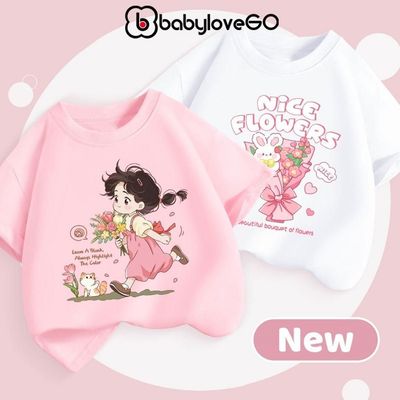 Áo thun bé gái BabyloveGO áo thun ngắn tay Kuromi in hoạt hình cute cho bé