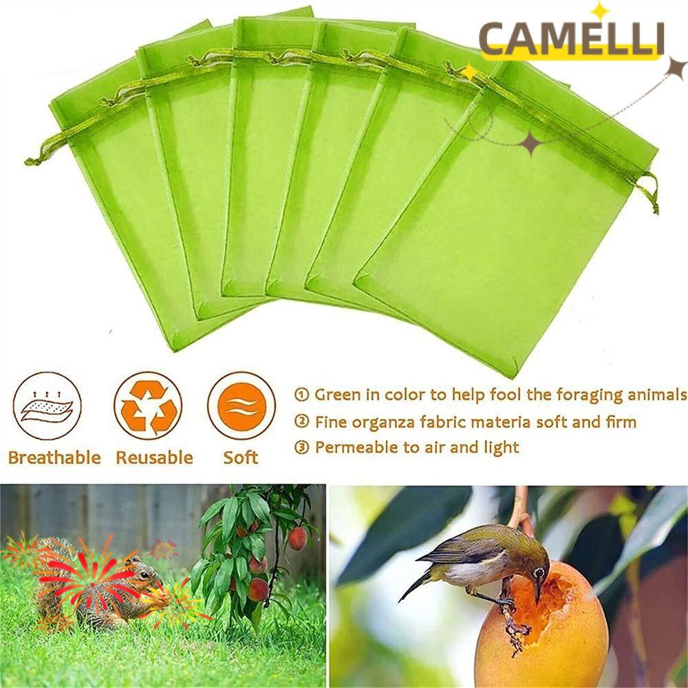 CAMELLIK3 30 Chiếc Túi Đựng Trái Cây Dụng Cụ Làm Vườn Nylon Trồng Cây Túi Bảo Vệ Trái Cây Dây Rút Ch