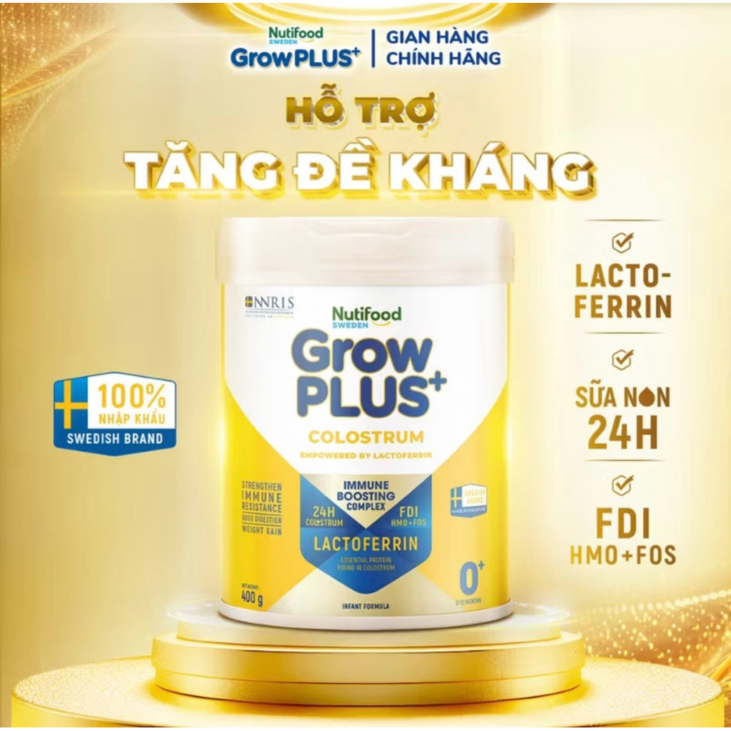 Sữa bột Nutifood Sweden GrowPLUS+ Colostrum Lactoferrin 800g