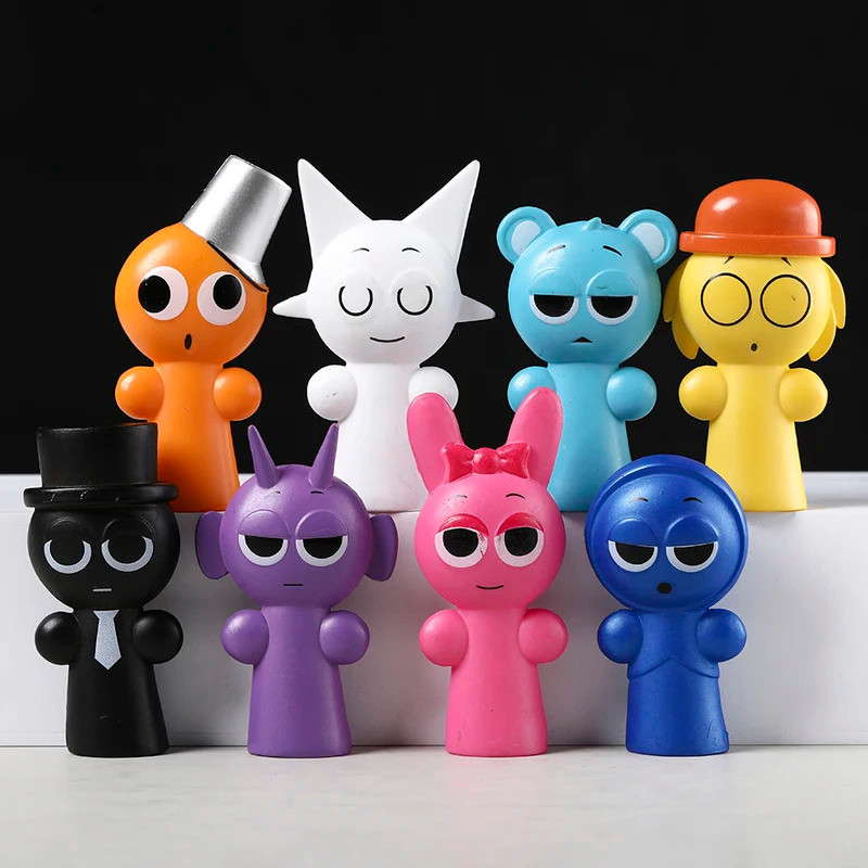 Sprunki Brud Đen Jevin Durple Pinki Sky Tunner Wenda PVC Hình Búp Bê Trang Trí Máy Tính Để Bàn Mô Hì